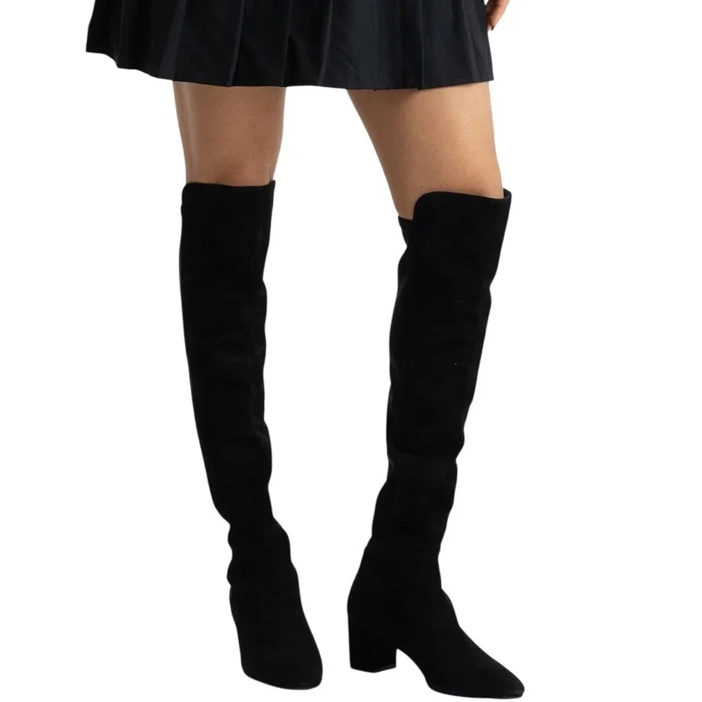 Stuart Weitzman Black Gillian 60 Microstretch Suede Over the Knee Boots Size 6.5